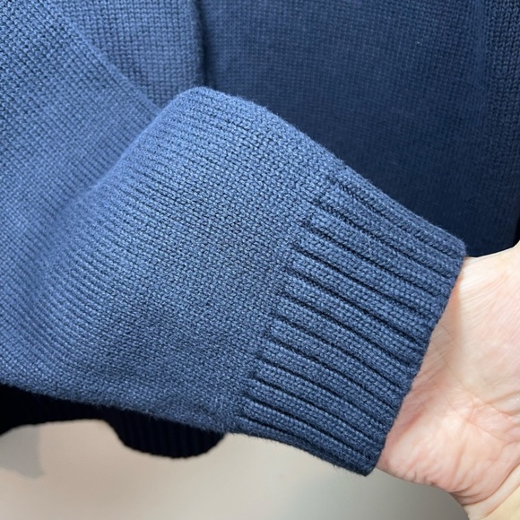 Nautica Mens Sweater Navy Blue 90s Stripe Heavy Embroidered Y2K Vintage Sz Large - Picture 4 of 11